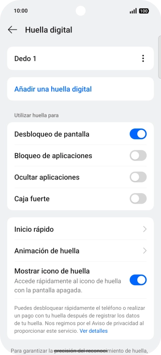 Pulsa los indicadores para activar o desactivar los ajustes deseados.