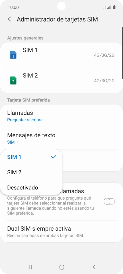 Pulsa el ajuste deseado. Pulsa el ajuste deseado.