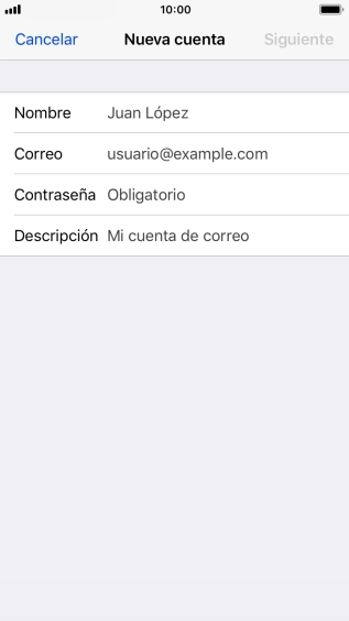 Pulsa Nombre e introduce el nombre del remitente.