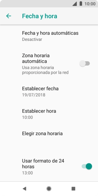 Pulsa Fecha y hora automáticas.