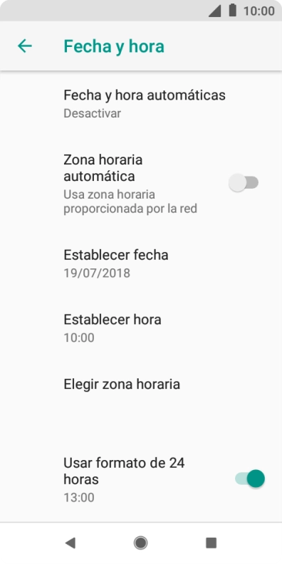 Pulsa Fecha y hora automáticas.