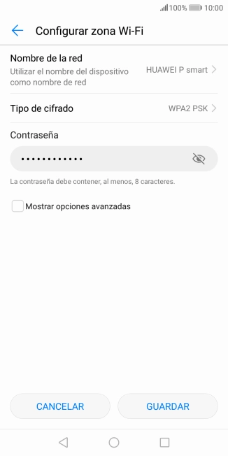Pulsa Nombre de la red e introduce el nombre deseado de la conexión wifi.