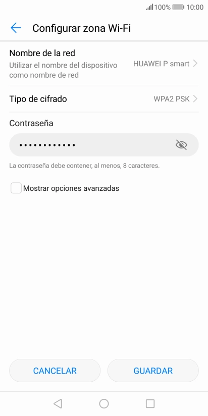 Pulsa Nombre de la red e introduce el nombre deseado de la conexión wifi.