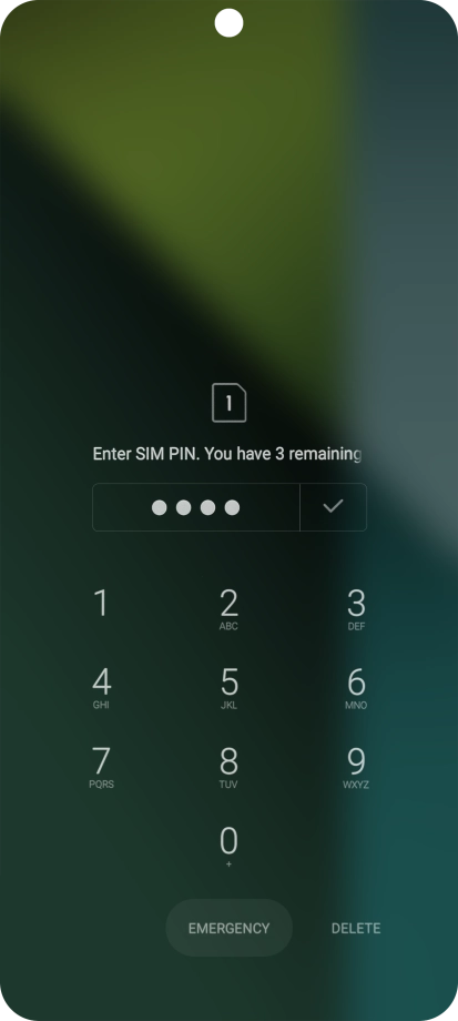 Si es necesario desbloquear la tarjeta SIM, introduce el código PIN y pulsa el icono de aceptar.