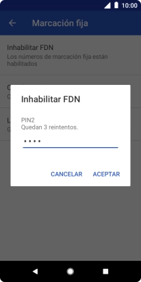 Introduce el código PIN2 y pulsa ACEPTAR. Introduce el código PIN2 y pulsa ACEPTAR.