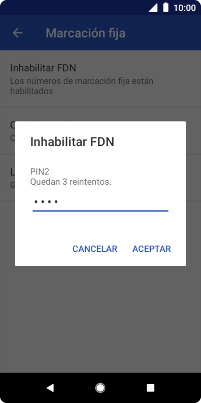 Introduce el código PIN2 y pulsa ACEPTAR. Introduce el código PIN2 y pulsa ACEPTAR.