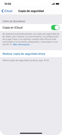 Pulsa Realizar copia de seguridad ahora y espera mientras se hace una copia de seguridad del contenido de la memoria del teléfono.