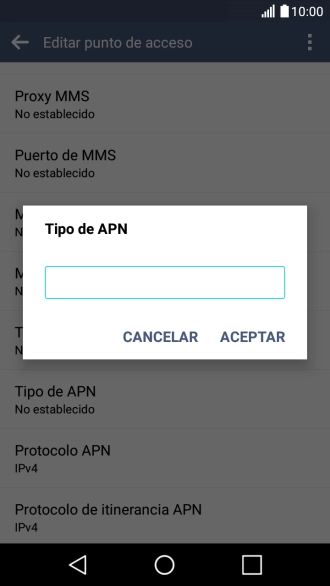 Introduce default y pulsa ACEPTAR.