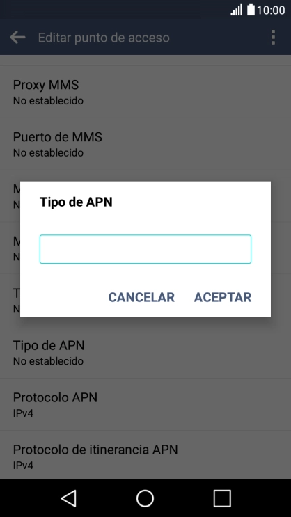 Introduce default y pulsa ACEPTAR.