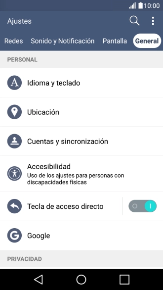 Pulsa Cuentas y sincronización.