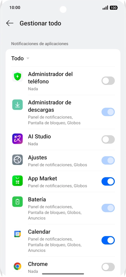 Pulsa el indicador junto a las apps deseadas para activar o desactivar la función.