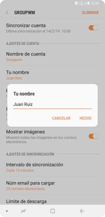 Introduce el nombre deseado y pulsa HECHO.