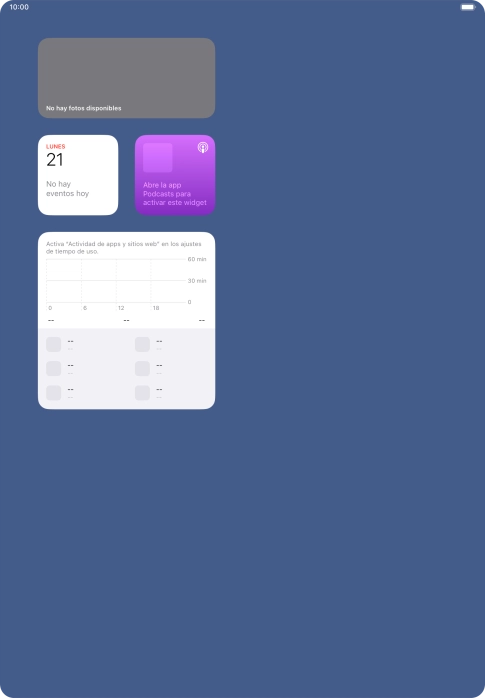 Desliza el dedo hacia arriba o hacia abajo por la pantalla para ver más widgets.