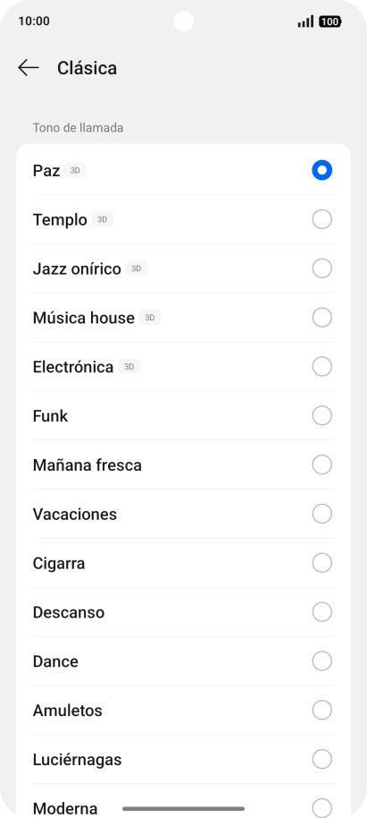 Pulsa los timbres de llamada deseados para escucharlos.