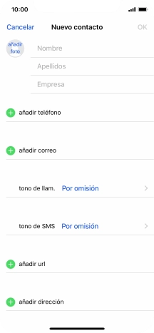 Pulsa Nombre e introduce el nombre.