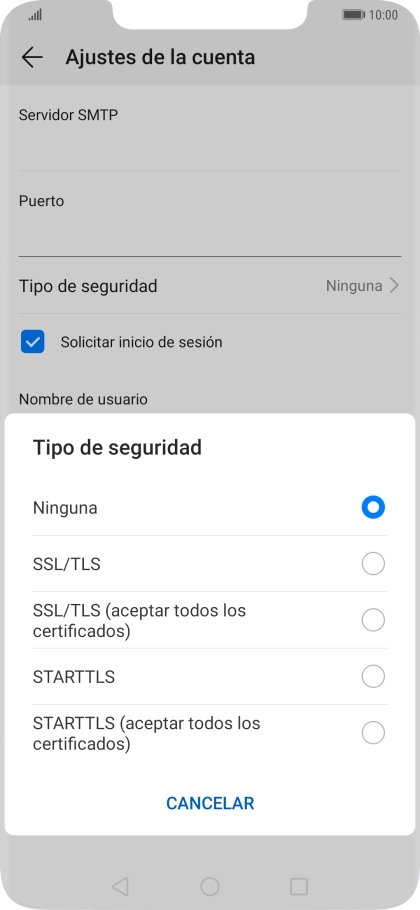 Pulsa Ninguna para desactivar la función.