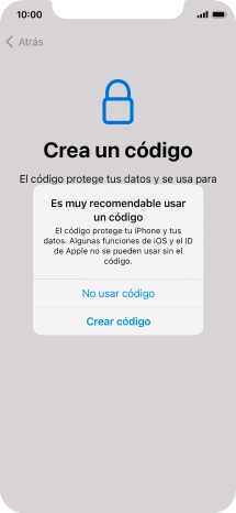 Si desactivas la función, pulsa No usar código.