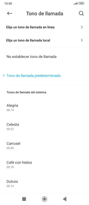 Pulsa Elija un tono de llamada local.