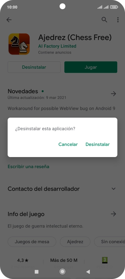 Pulsa Desinstalar.