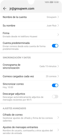 Pulsa Nombre de la cuenta e introduce el nombre de la cuenta de correo electrónico.