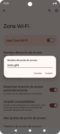Introduce el nombre deseado de la conexión wifi y pulsa Aceptar.