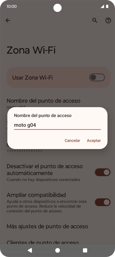 Introduce el nombre deseado de la conexión wifi y pulsa Aceptar.