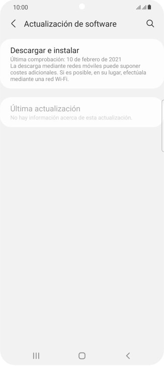 Pulsa Descargar e instalar. Si hay una versión de software nueva disponible, aparecerá ahora en la pantalla. Sigue las indicaciones de la pantalla para actualizar el software del teléfono.