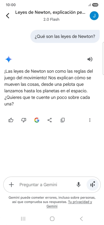 La transcripción de la conversación con Gemini Live aparece ahora en la pantalla.