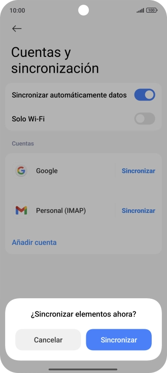 Si activas la función, pulsa Sincronizar.