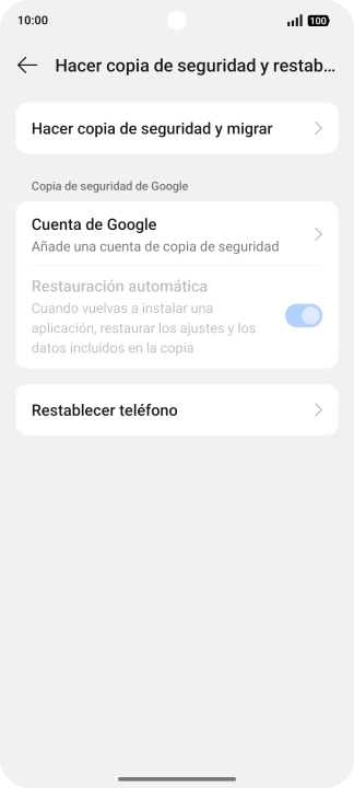 Pulsa Restablecer teléfono.