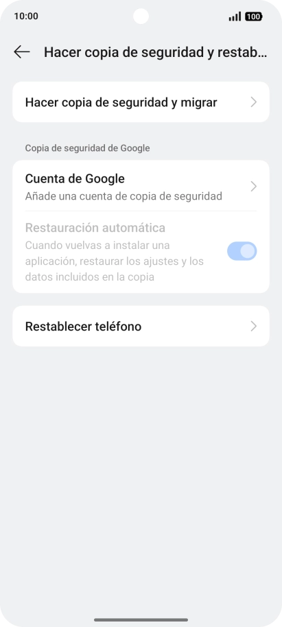 Pulsa Restablecer teléfono.