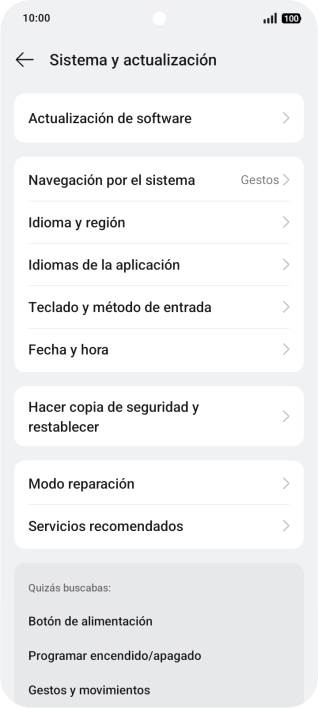 Pulsa Actualización de software. Si hay una versión de software nueva disponible, aparecerá ahora en la pantalla. Sigue las indicaciones de la pantalla para actualizar el software del teléfono.