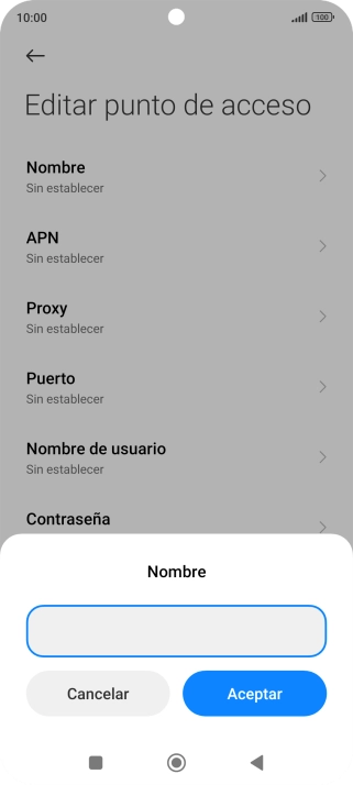 Introduce Vodafone Internet y pulsa Aceptar.