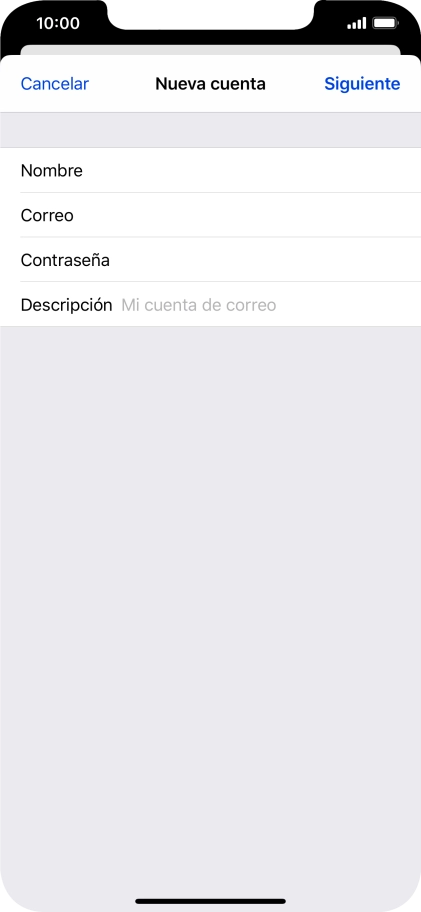 Pulsa Descripción e introduce el nombre de la cuenta de correo electrónico.