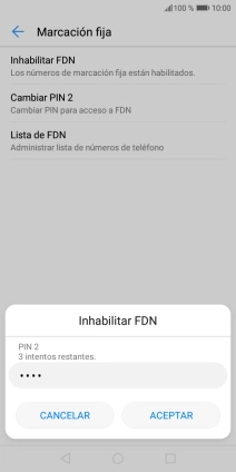 Introduce el código PIN2 y pulsa ACEPTAR.