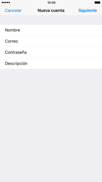 Pulsa Descripción e introduce el nombre de la cuenta de correo electrónico.