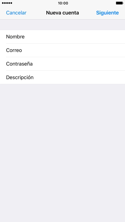 Pulsa Descripción e introduce el nombre de la cuenta de correo electrónico.