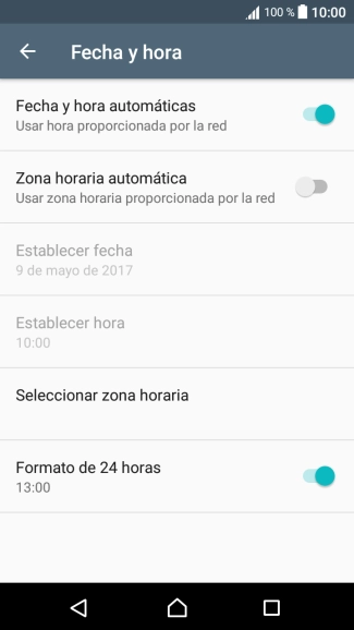 Pulsa Zona horaria automática para activar la función. Pulsa Zona horaria automática para activar la función.