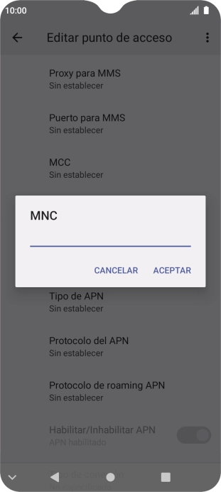 Introduce 01 y pulsa ACEPTAR.