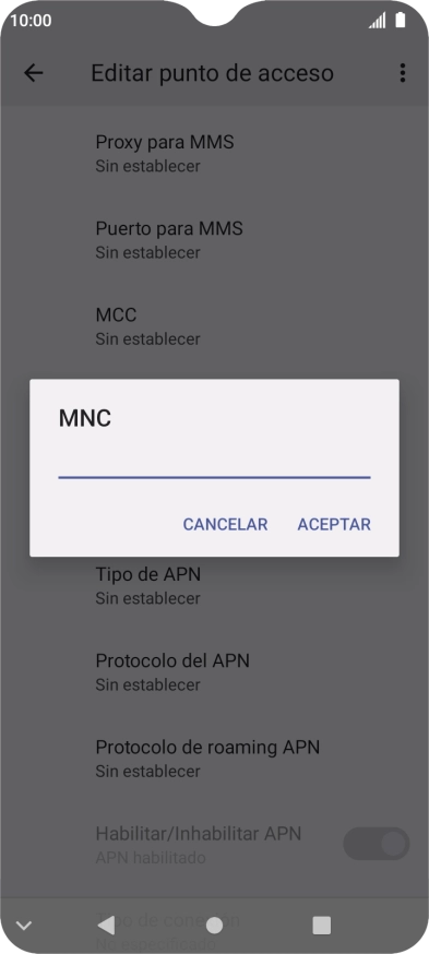 Introduce 01 y pulsa ACEPTAR.
