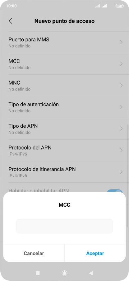 Introduce 214 y pulsa Aceptar.