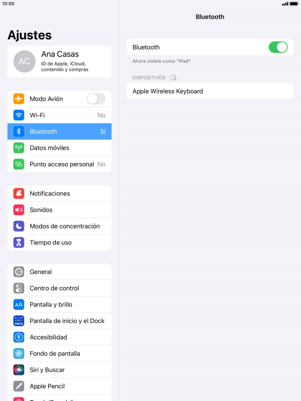 Pulsa el dispositivo Bluetooth deseado y sigue las indicaciones de la pantalla para vincular el dispositivo a la tablet.