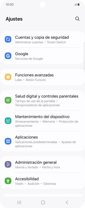 Pulsa Cuentas y copia de seguridad.