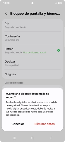Pulsa Eliminar datos.