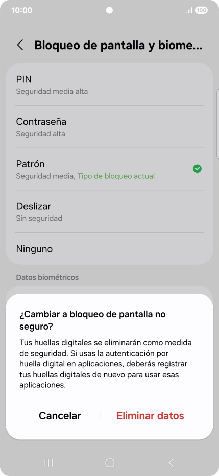 Pulsa Eliminar datos.