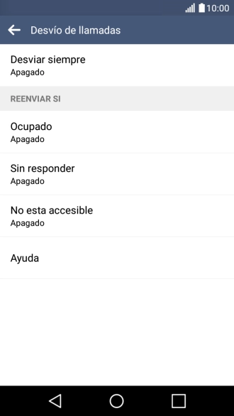 Pulsa el tipo de desvío deseado.