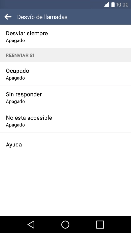 Pulsa el tipo de desvío deseado.