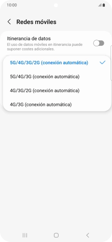 Pulsa el tipo de red deseado.