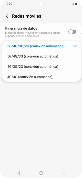 Pulsa el tipo de red deseado.