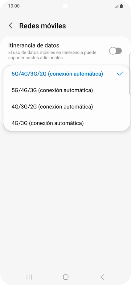 Pulsa el tipo de red deseado.